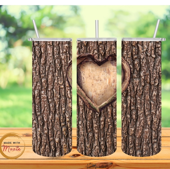20 oz Customizable Tree Bark Heart tumbler - Picture 5 of 5